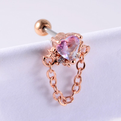 Crystal Love Tragus Piercing Cercel plat 16G Heart Cartilage Piercing Stud Helix Bijuterii Conch Rook Lobe Cercel Labret Stud