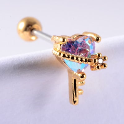 Crystal Love Tragus Piercing Cercel plat 16G Heart Cartilage Piercing Stud Helix Bijuterii Conch Rook Lobe Cercel Labret Stud
