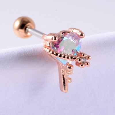 Crystal Love Tragus Piercing Cercel plat 16G Heart Cartilage Piercing Stud Helix Bijuterii Conch Rook Lobe Cercel Labret Stud