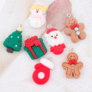 10 бр. Коледни талисмани с натруфен човек Kawaii Resin Pendant Charms за обеци Гривна Ключодържател Направи си сам детски консумативи за изработка на бижута