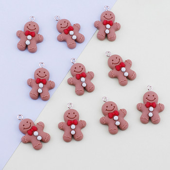 10 бр. Коледни талисмани с натруфен човек Kawaii Resin Pendant Charms за обеци Гривна Ключодържател Направи си сам детски консумативи за изработка на бижута