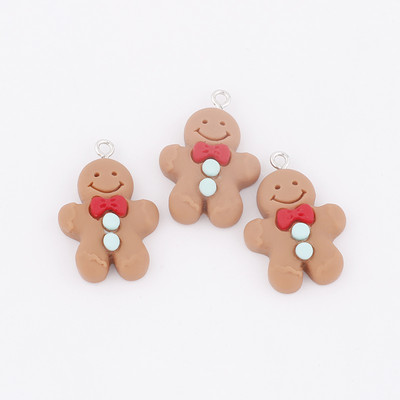 10 τμχ Χριστουγεννιάτικα μελόψωμο Άντρας Γούρια Kawaii Ρητίνη Κρεμαστό Γούρια για Σκουλαρίκια Μπρελόκ Diy παιδικά κοσμήματα προμήθειες κατασκευής