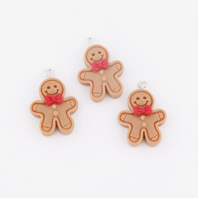 10 τμχ Χριστουγεννιάτικα μελόψωμο Άντρας Γούρια Kawaii Ρητίνη Κρεμαστό Γούρια για Σκουλαρίκια Μπρελόκ Diy παιδικά κοσμήματα προμήθειες κατασκευής