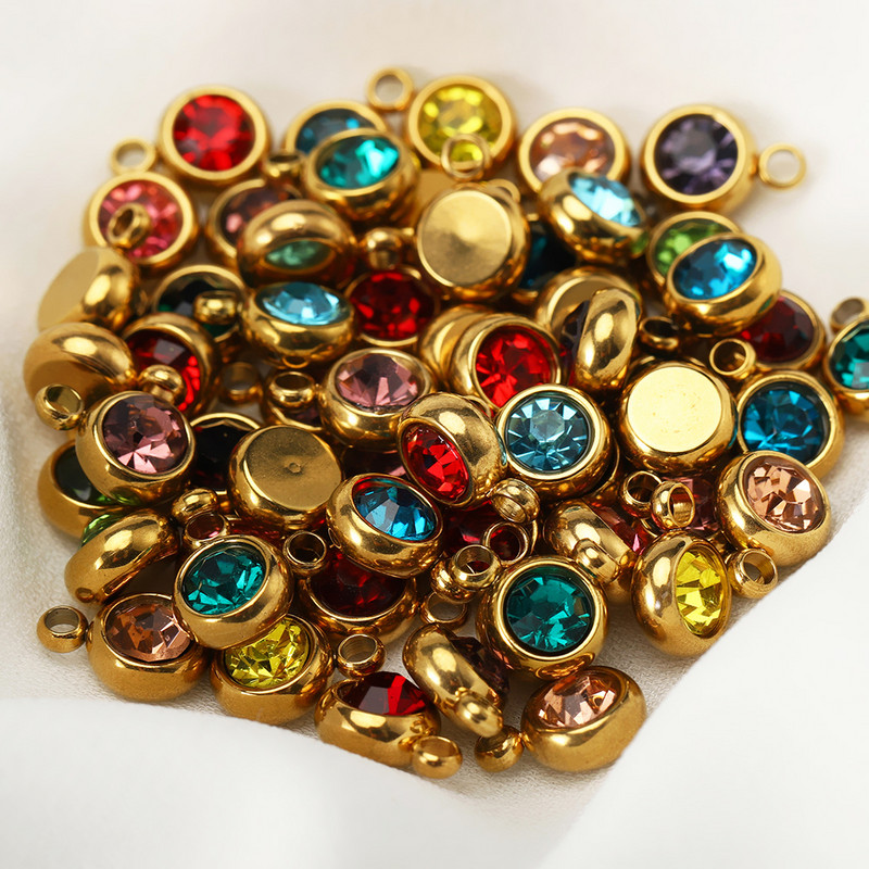 20 bucăți 6 mm margele din oțel inoxidabil cu strasuri de culoare aurie brelocuri de cristal pandantive pentru colier, brățări, bijuterii, farmec DIY