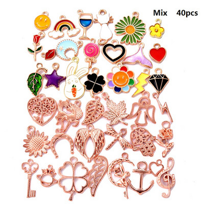 YuenZ 40 бр.-100 бр. Смесени стилове животински сърце Ключ Корона Талисмани Висулки Направи си сам бижута за колие Изработка на гривни Аксесоари U050