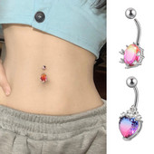 1 buc Inimă CZ 14G Piercing pentru buric Barbell 316L Oțel Chirurgical Prong Zircon Inel pentru buric Piercing pentru buric Nombril Bijuterii pentru femei