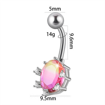 1 бр Heart CZ 14G щанга за пиърсинг на пъпа 316L зъб от хирургическа стомана Циркон Пръстен за пъп Пиърсинг на корема Nombril Дамски бижута