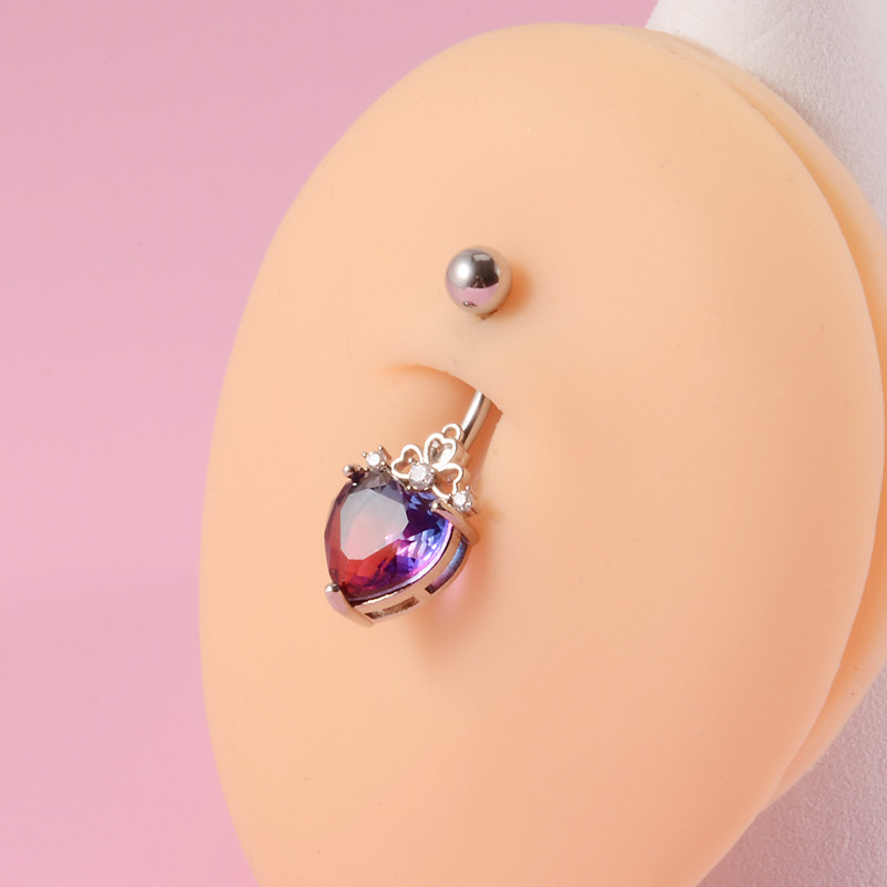 1 buc Inimă CZ 14G Piercing pentru buric Barbell 316L Oțel Chirurgical Prong Zircon Inel pentru buric Piercing pentru buric Nombril Bijuterii pentru femei