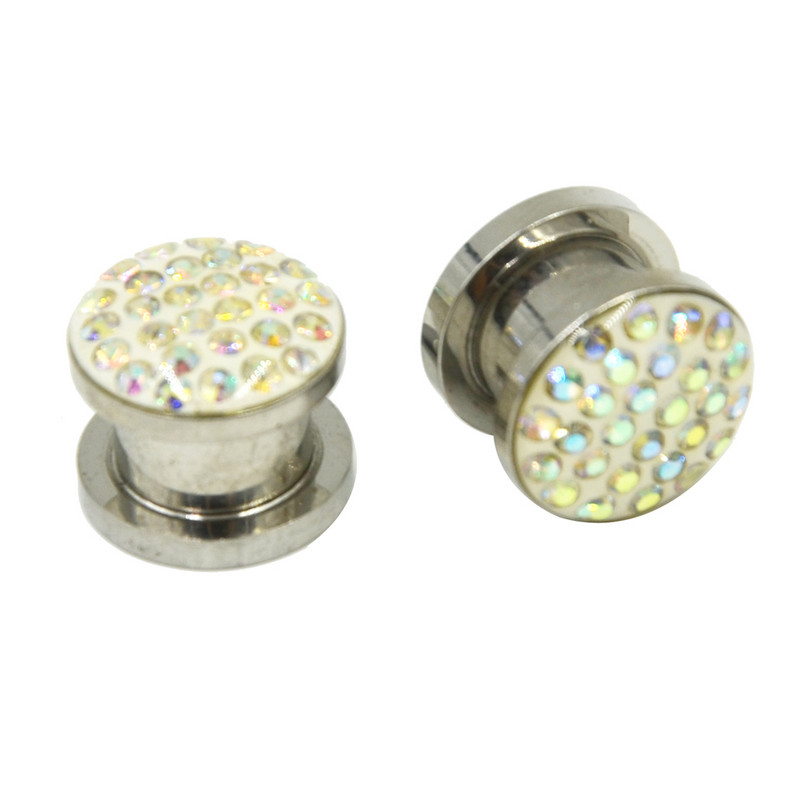 Pereche Cristal Ferido Smoothy Epoxy Geme Multiple Screw Fit Ureche Flesh Tunnel Plug Gauge Expander Cercei Stretchers Piercing Bijuterii