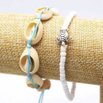 ZHONGVI New Fashion Bohemian Shell Anklet για γυναίκες Βραχιόλι με σχοινί σε πόδι με ρυθμιζόμενη αλυσίδα Anklet Beach Foot Jewelry