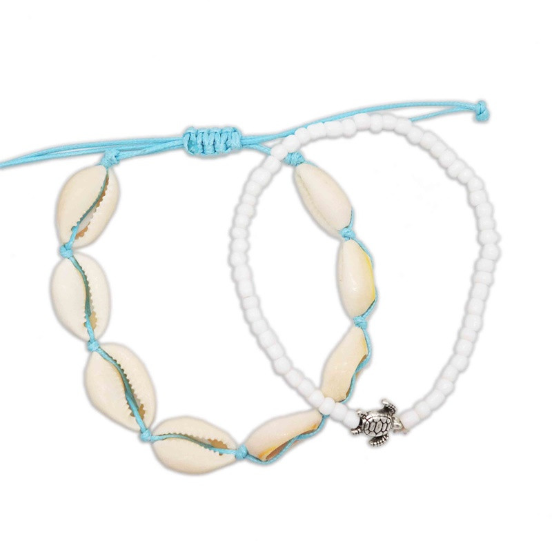 ZHONGVI New Fashion Boemia Shell gleznă pentru femei Brățară frânghie pe picior Conch cu lanț reglabil gleznă plajă bijuterii pentru picioare