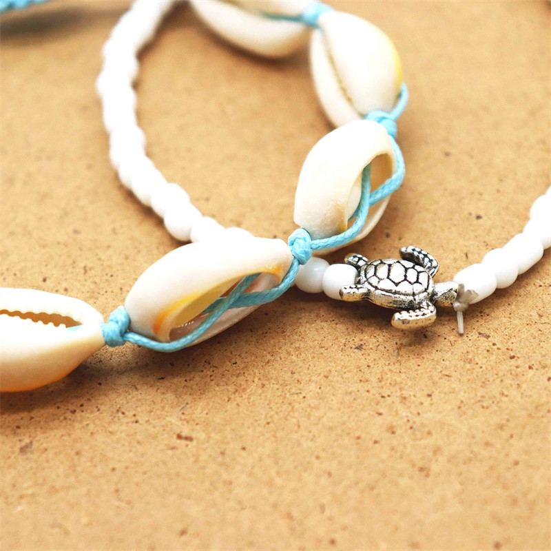 ZHONGVI New Fashion Boemia Shell gleznă pentru femei Brățară frânghie pe picior Conch cu lanț reglabil gleznă plajă bijuterii pentru picioare