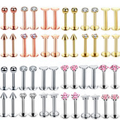 Set de piercing Labret de cristal 12PC 16G Inima Tragus Piercing Cercei Lot Conch Piercing Set Lip Labret Stud Pack Lobe Cercei în vrac