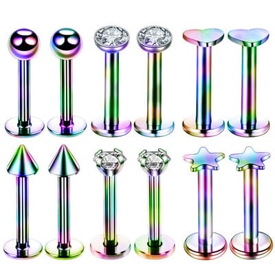 Set de piercing Labret de cristal 12PC 16G Inima Tragus Piercing Cercei Lot Conch Piercing Set Lip Labret Stud Pack Lobe Cercei în vrac