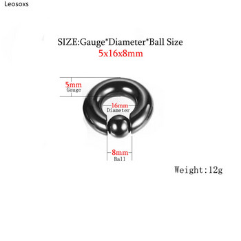 Leosoxs 1бр Тапи за уши и тунели от неръждаема стомана Големи размери Пленени обръчи Пръстени за нос Пръстени за зърна Пиърсинг Бижута за тяло