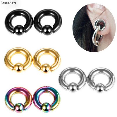 Leosoxs 1 buc dopuri de urechi și tuneluri din oțel inoxidabil Inele de cerc captive de dimensiuni mari Inele pentru nas Inele pentru mamelon Piercing Bijuterii pentru corp