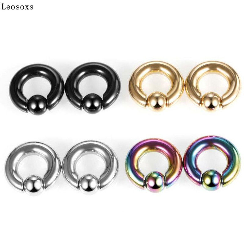 Leosoxs 1 buc dopuri de urechi și tuneluri din oțel inoxidabil Inele de cerc captive de dimensiuni mari Inele pentru nas Inele pentru mamelon Piercing Bijuterii pentru corp