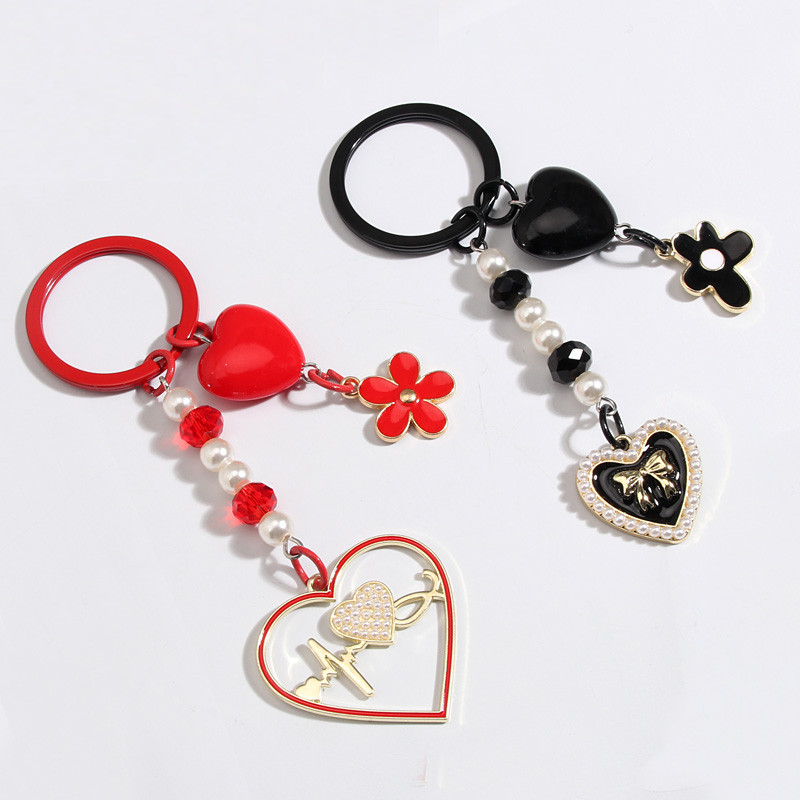 Breloc de creativitate lucrat manual, inimă, floare, fundă, inimă, breloc, cadouri de prietenie, pentru femei, fete, accesoriu, bijuterii