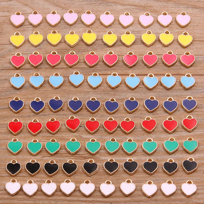 50PCS 6*8mm 10 boja legura metala u kapljicama ulja mala privjeska srca KC zlatni privjesak za DIY narukvicu Ogrlica Izrada nakita