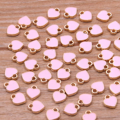 50PCS 6*8mm 10 boja legura metala u kapljicama ulja mala privjeska srca KC zlatni privjesak za DIY narukvicu Ogrlica Izrada nakita