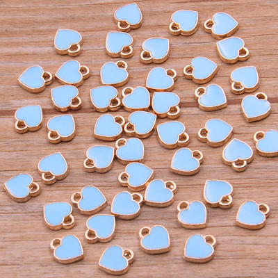 50PCS 6*8mm 10 boja legura metala u kapljicama ulja mala privjeska srca KC zlatni privjesak za DIY narukvicu Ogrlica Izrada nakita