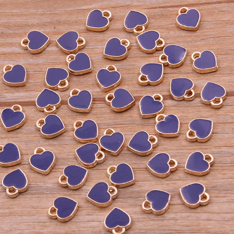 50PCS 6*8mm 10 boja legura metala u kapljicama ulja mala privjeska srca KC zlatni privjesak za DIY narukvicu Ogrlica Izrada nakita