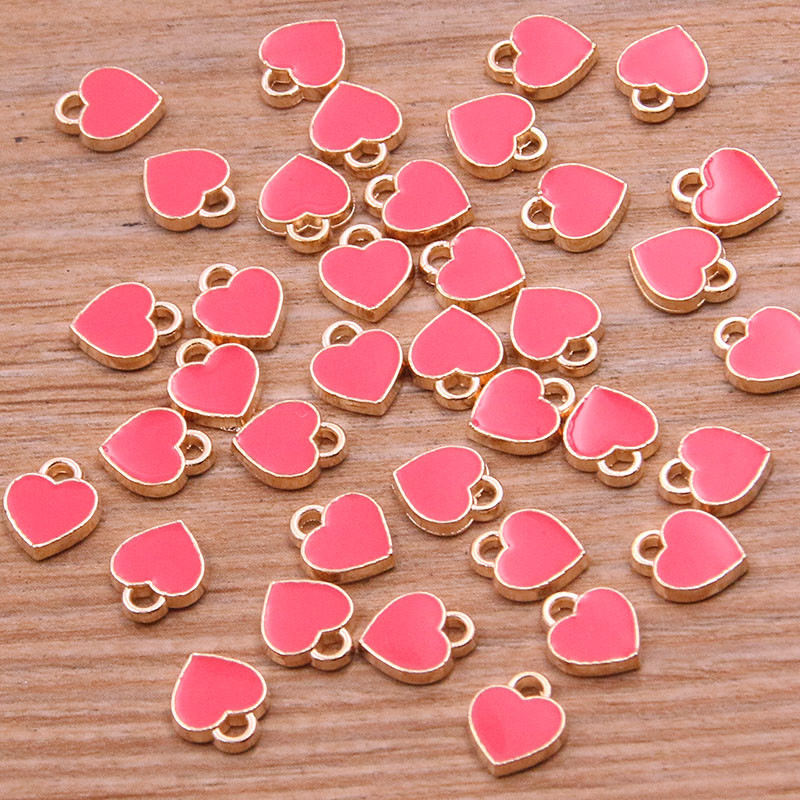 50PCS 6*8mm 10 boja legura metala u kapljicama ulja mala privjeska srca KC zlatni privjesak za DIY narukvicu Ogrlica Izrada nakita