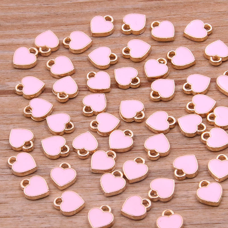 50PCS 6*8mm 10 boja legura metala u kapljicama ulja mala privjeska srca KC zlatni privjesak za DIY narukvicu Ogrlica Izrada nakita