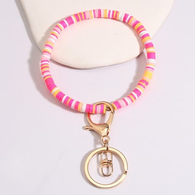 Breloc cu mărgele din lut polimeric, rotund, colorat, lucrat manual Heishi, mărgele distanțare libere, breloc pentru femei, bărbați, brățară, chei de mașină, cadou