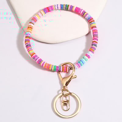 Breloc cu mărgele din lut polimeric, rotund, colorat, lucrat manual Heishi, mărgele distanțare libere, breloc pentru femei, bărbați, brățară, chei de mașină, cadou