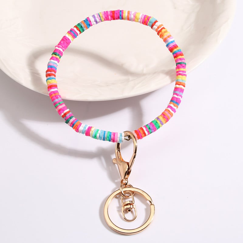 Breloc cu mărgele din lut polimeric, rotund, colorat, lucrat manual Heishi, mărgele distanțare libere, breloc pentru femei, bărbați, brățară, chei de mașină, cadou
