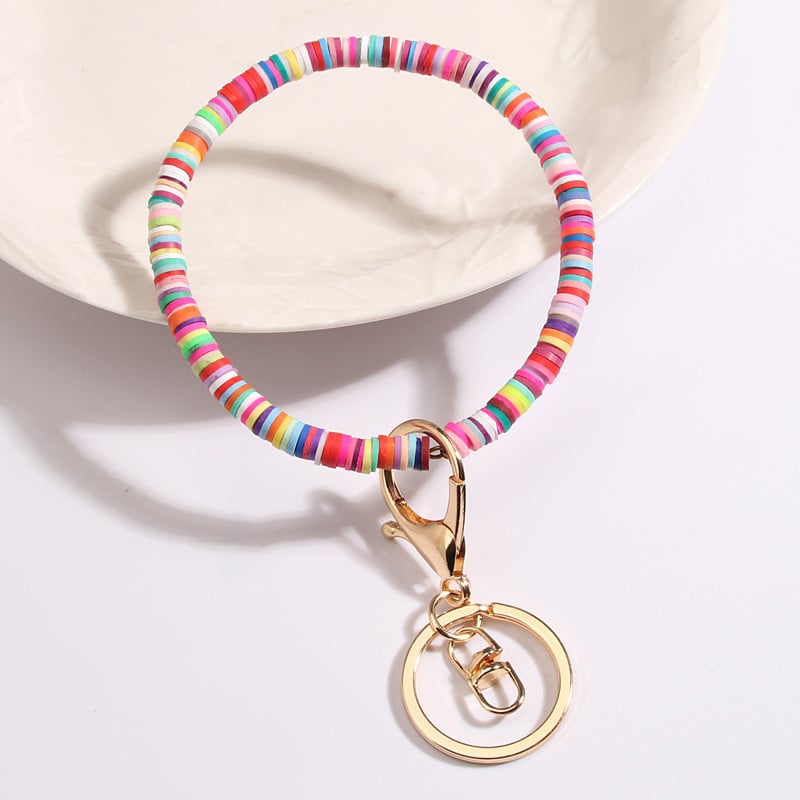 Breloc cu mărgele din lut polimeric, rotund, colorat, lucrat manual Heishi, mărgele distanțare libere, breloc pentru femei, bărbați, brățară, chei de mașină, cadou