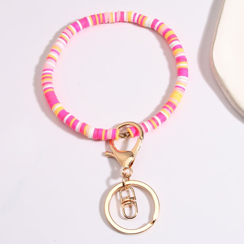 Breloc cu mărgele din lut polimeric, rotund, colorat, lucrat manual Heishi, mărgele distanțare libere, breloc pentru femei, bărbați, brățară, chei de mașină, cadou