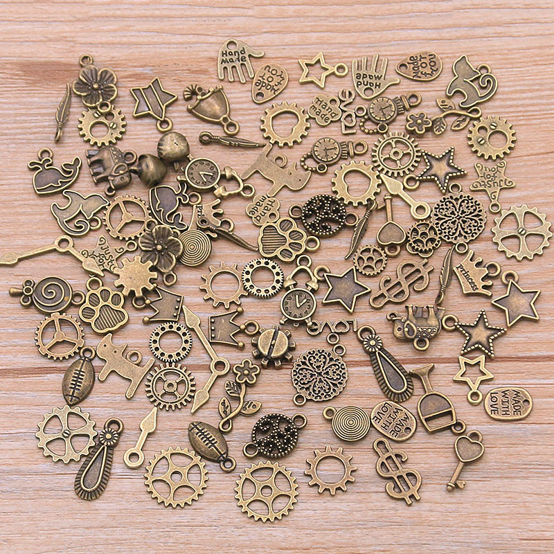 40 de bucăți amestec de culori MINI dimensiune aleatorie din aliaj animal plantă inimă stea farmec mecanic steampunk roți și roți dințate accesorii bricolaj drop ship
