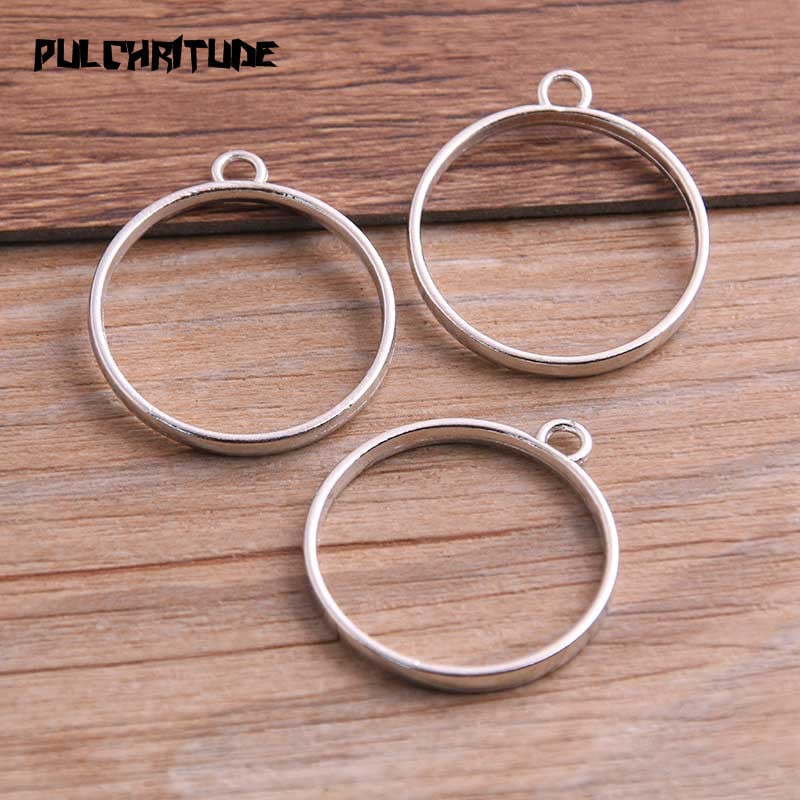10 buc 28*32mm 7 culori accesorii pentru bijuterii din aliaj circulare rotunde farmec gol lipici necompletat tavă cu pandantiv ramă
