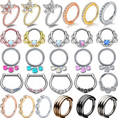 1/2 DB sebészeti acél csuklós septum piercing Clicker tétel 16G Daith Piercing Clicker Helix fülbevaló karika orr karika septum gyűrű készlet