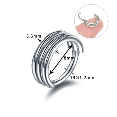 1/2 DB sebészeti acél csuklós septum piercing Clicker tétel 16G Daith Piercing Clicker Helix fülbevaló karika orr karika septum gyűrű készlet