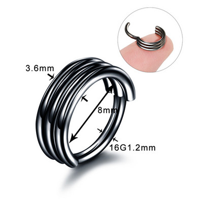 1/2 DB sebészeti acél csuklós septum piercing Clicker tétel 16G Daith Piercing Clicker Helix fülbevaló karika orr karika septum gyűrű készlet