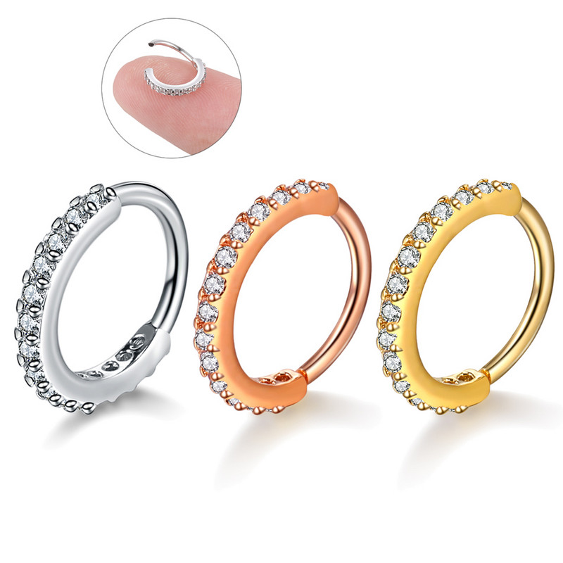 1/2 DB sebészeti acél csuklós septum piercing Clicker tétel 16G Daith Piercing Clicker Helix fülbevaló karika orr karika septum gyűrű készlet