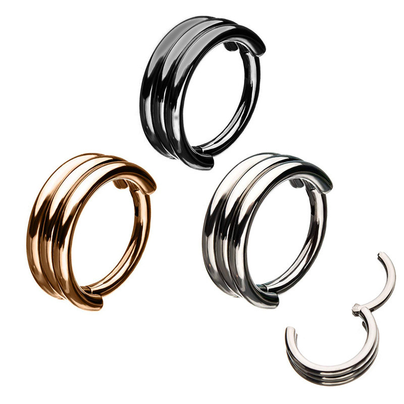 1/2 DB sebészeti acél csuklós septum piercing Clicker tétel 16G Daith Piercing Clicker Helix fülbevaló karika orr karika septum gyűrű készlet