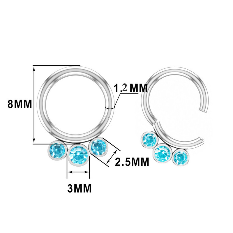 1/2 DB sebészeti acél csuklós septum piercing Clicker tétel 16G Daith Piercing Clicker Helix fülbevaló karika orr karika septum gyűrű készlet