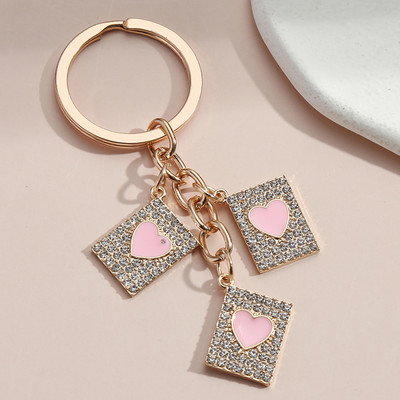 Zománcozott kulcstartó téglalap gyöngyök szív kulcstartó szerelmes kulcstartók Valentin-napi ajándékok női lányoknak barkács kézzel készített ékszerek