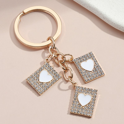 Zománcozott kulcstartó téglalap gyöngyök szív kulcstartó szerelmes kulcstartók Valentin-napi ajándékok női lányoknak barkács kézzel készített ékszerek