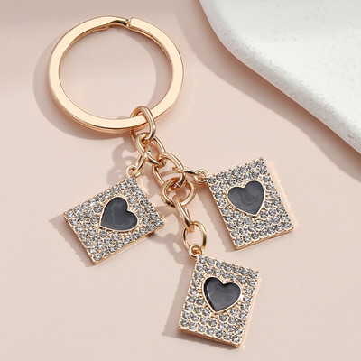 Zománcozott kulcstartó téglalap gyöngyök szív kulcstartó szerelmes kulcstartók Valentin-napi ajándékok női lányoknak barkács kézzel készített ékszerek