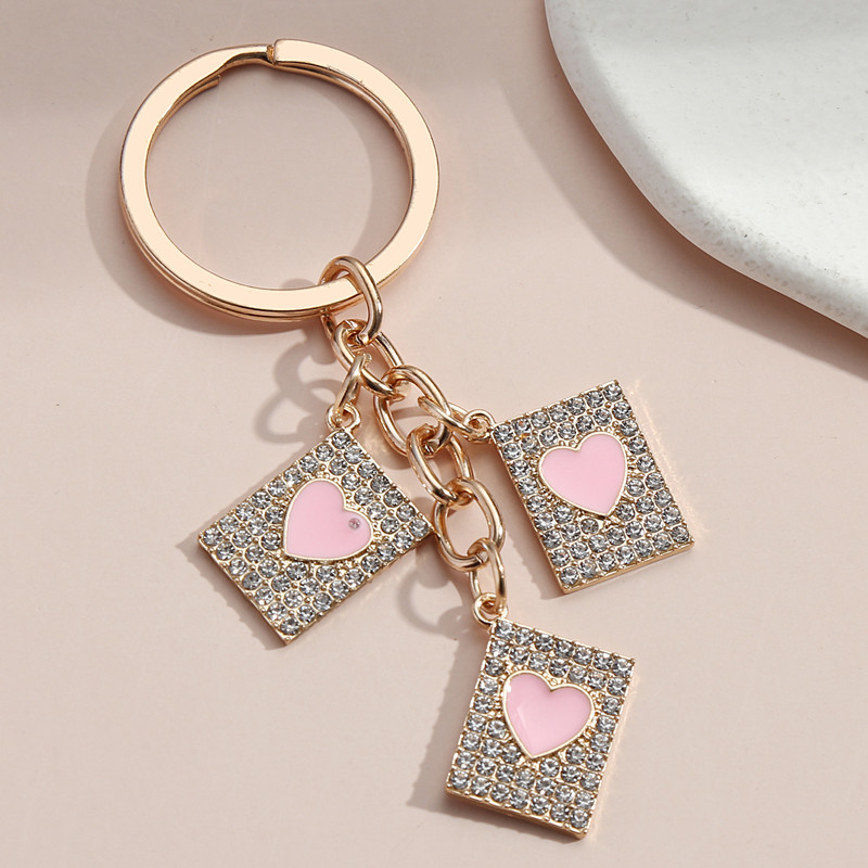 Zománcozott kulcstartó téglalap gyöngyök szív kulcstartó szerelmes kulcstartók Valentin-napi ajándékok női lányoknak barkács kézzel készített ékszerek