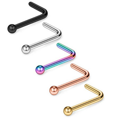 Set de inele de nas din cristal din oțel inoxidabil Set de inele de nas în formă de L de 20 g Set de piercing în nară pentru inimă.