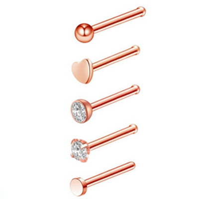 Set de inele de nas din cristal din oțel inoxidabil Set de inele de nas în formă de L de 20 g Set de piercing în nară pentru inimă.