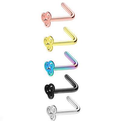 Set de inele de nas din cristal din oțel inoxidabil Set de inele de nas în formă de L de 20 g Set de piercing în nară pentru inimă.