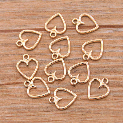 60 bucăți 10*13mm imagine culoare inimi goale farmece geometrie pandantiv metal aliaj bricolaj colier brățară cercei marcare