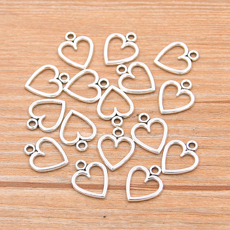 60 bucăți 10*13mm imagine culoare inimi goale farmece geometrie pandantiv metal aliaj bricolaj colier brățară cercei marcare